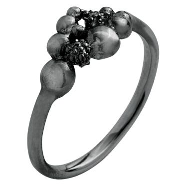 TRINE WILKENS, BLOSSOM RING, SORT SØLV