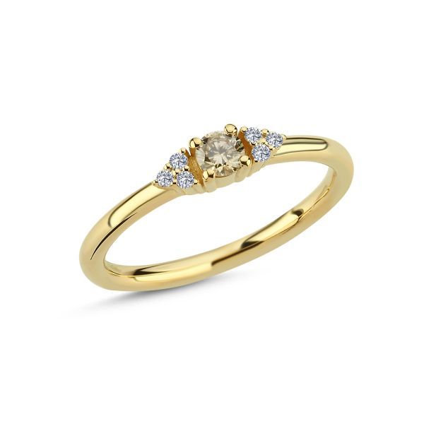 14KT.RING 6X0,01W.SI+1X0,15CT CHAMPAGNE DIA