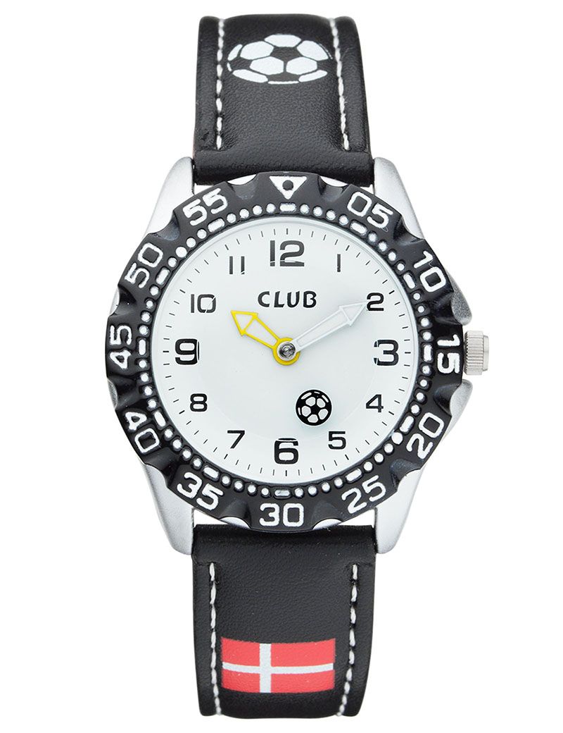 CLUB DRENG CROM HVID M/SORT REM DK FLAG