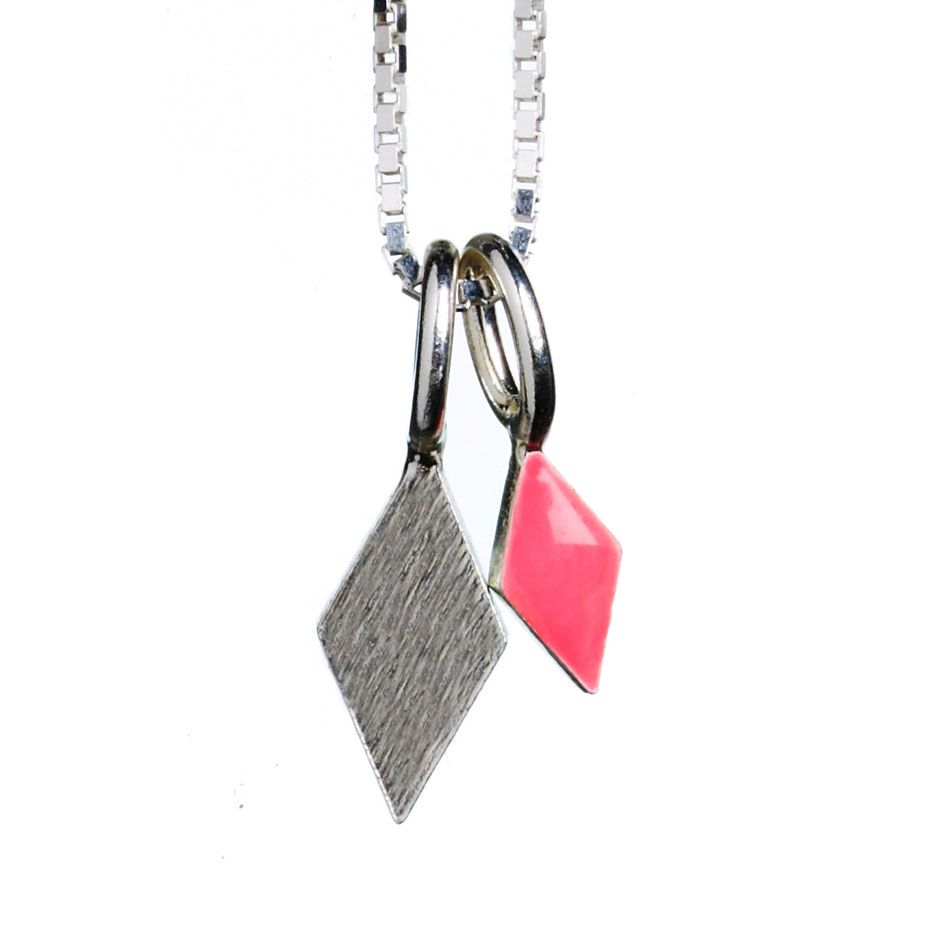 Scherning, Colour Spot Diamond Halskæde, 45 cm, Koral/Sølv