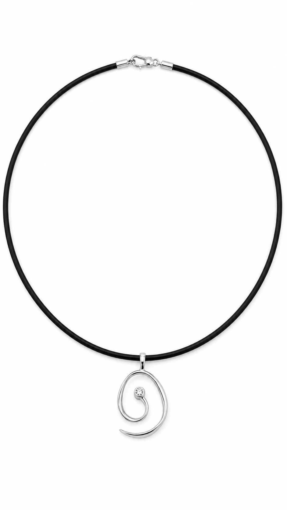 PENDANT STERLING SILVER WITH ZIRCON, RHO