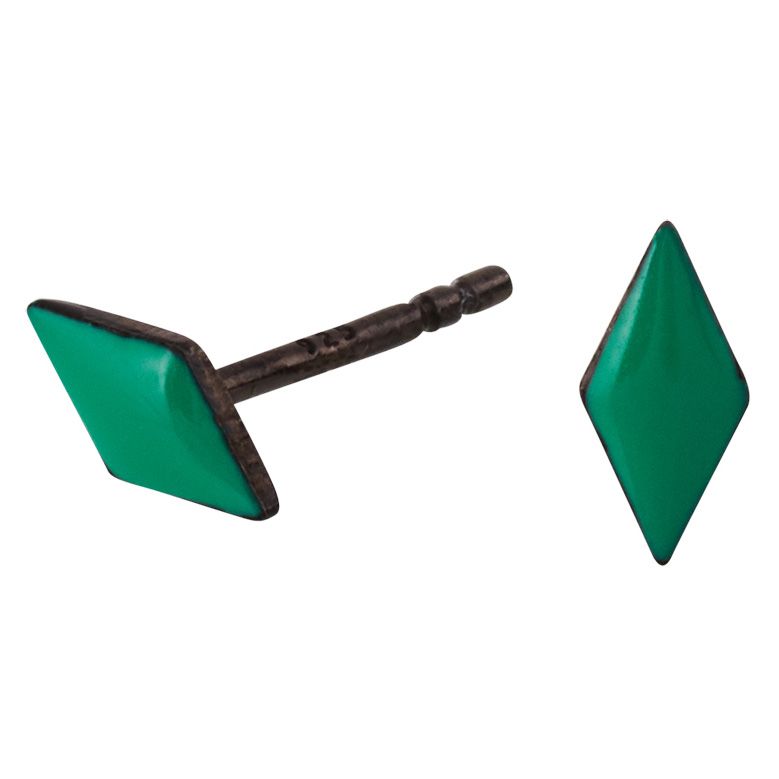 Scherning, Tiny Diamond Ørestikker, Jade/Sort Sølv