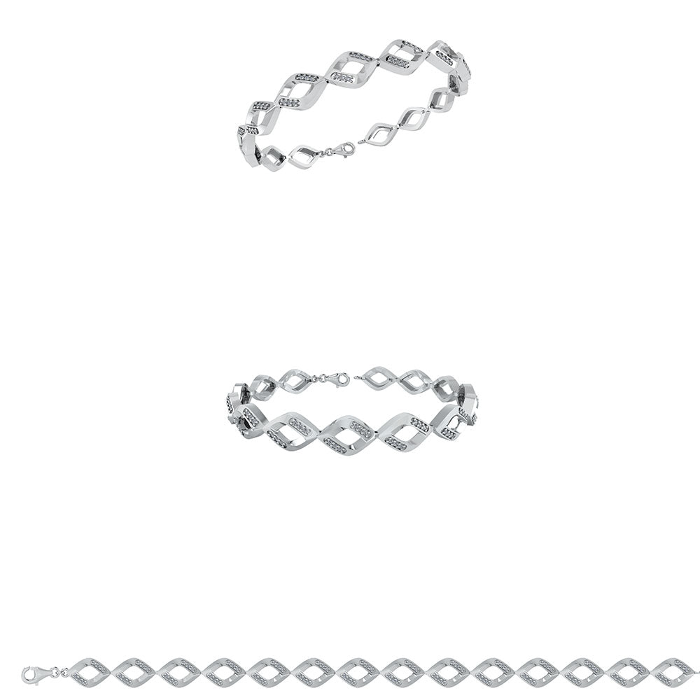 Rhombus Rhodineret Sølv Armbånd fra Smykkekæden