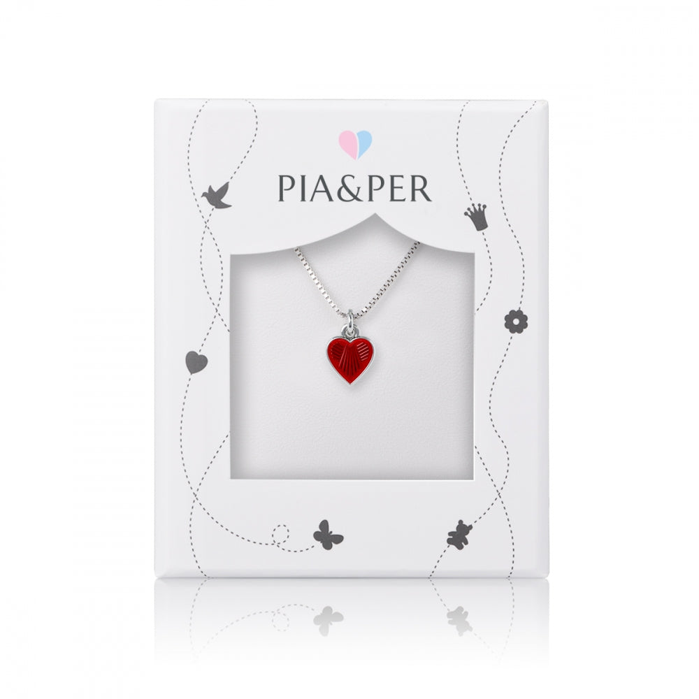 SØLV VEDH.M.KÆDE RØDT HJERTE