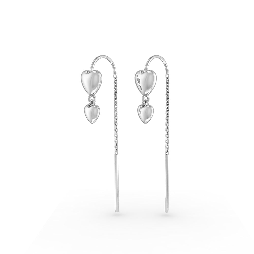 Smykkekæden Hjerte Rhodineret Sølv Øreringe
