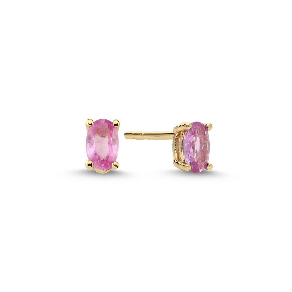 14KT.GAIA ØRESTIK M.PINK SAFIR