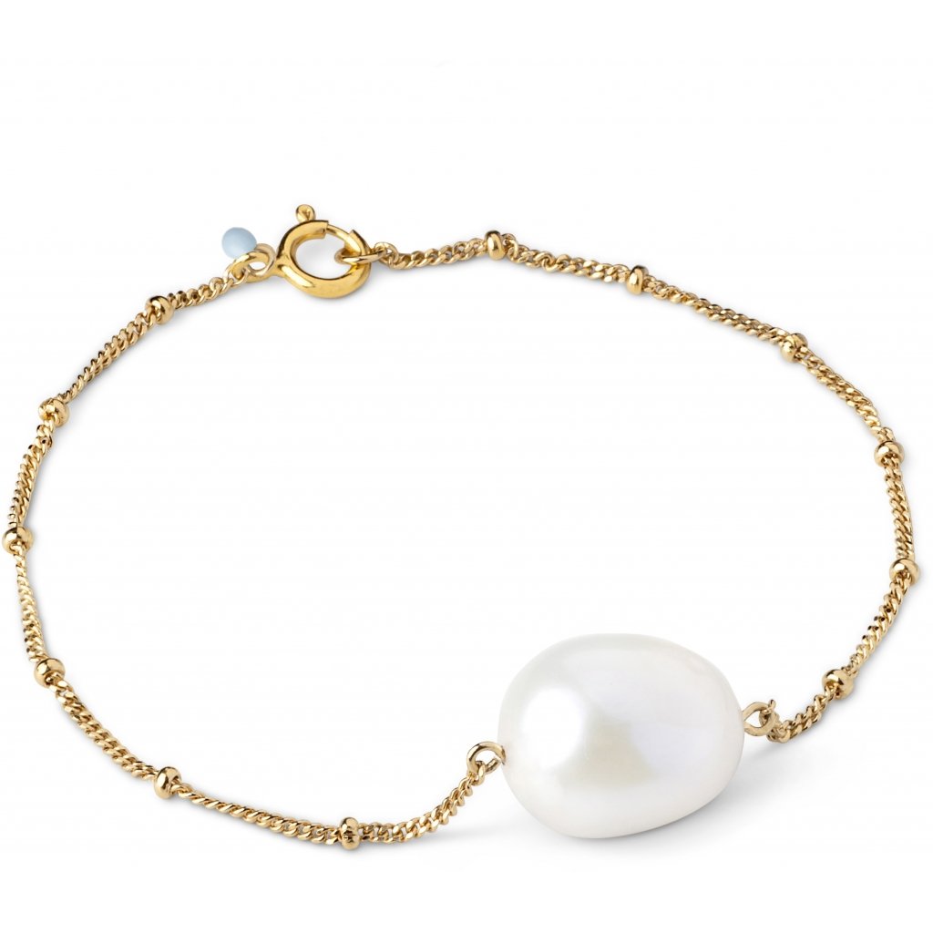 Coco Forgyldt Sølv Armbånd fra Enamel med Baroque Ferskvandsperle