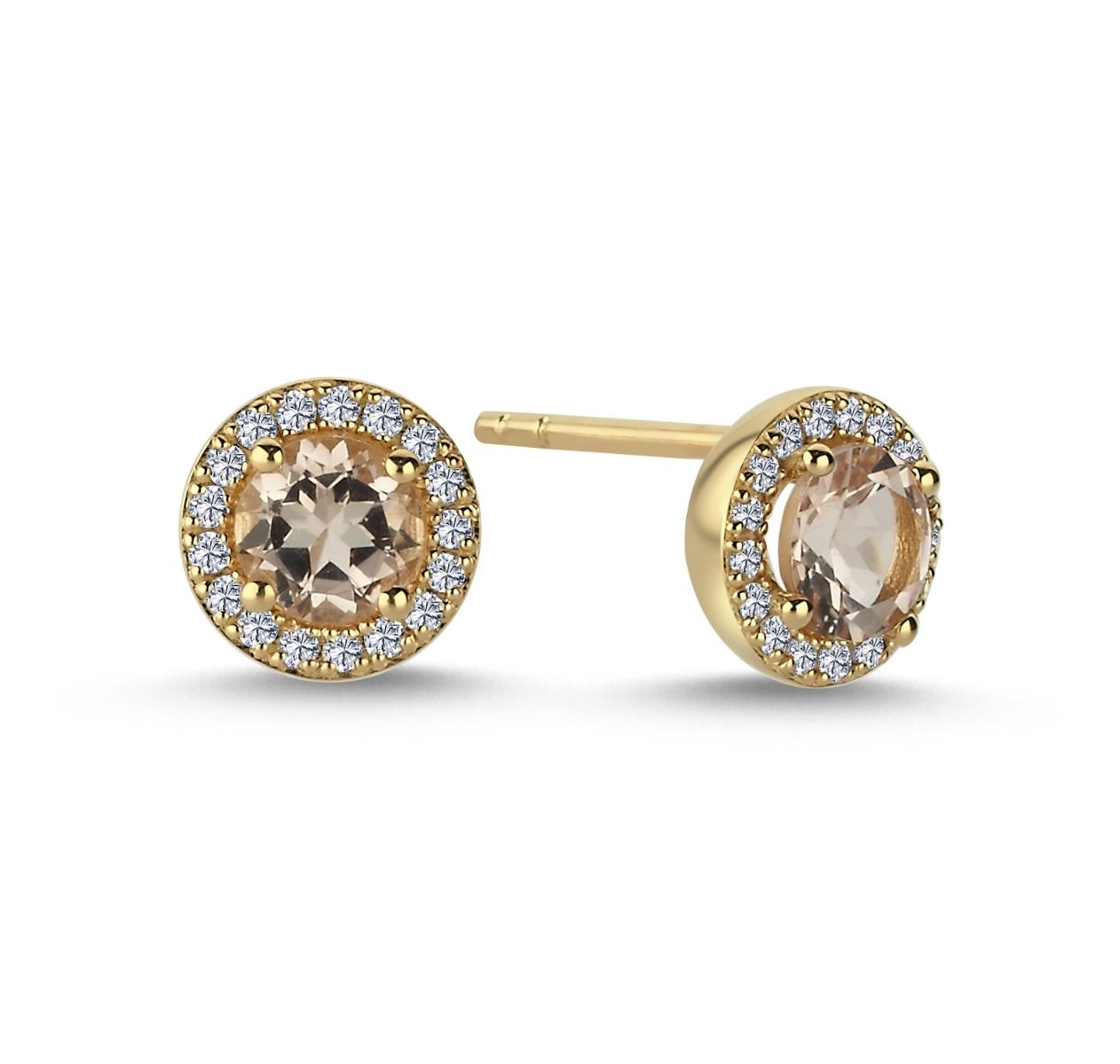 14KT.ØRESTIK GRACE 0,09CT+0,09CT MORGANIT 5MM