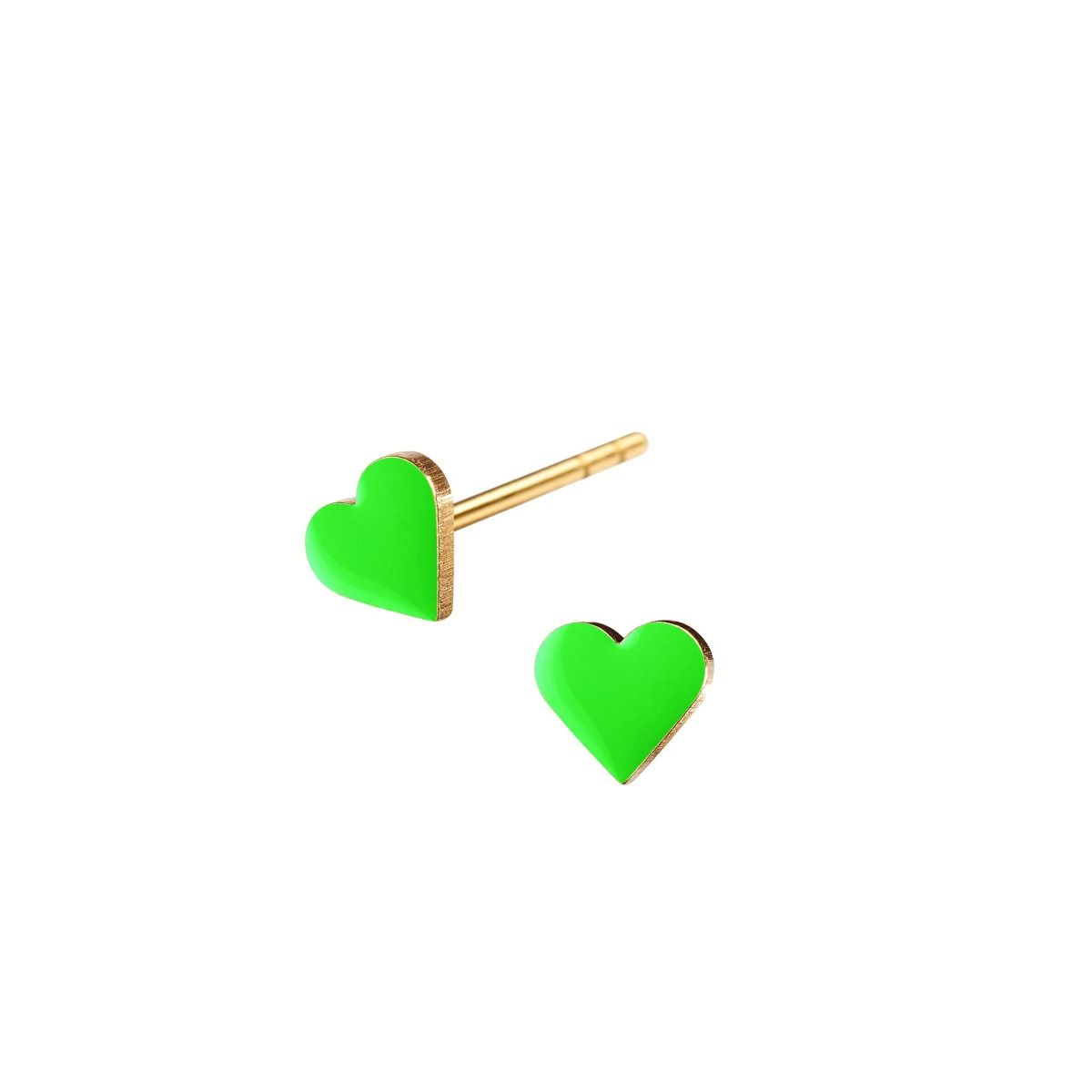SPOT ØRESTIKKER, HEART - NEON GREEN