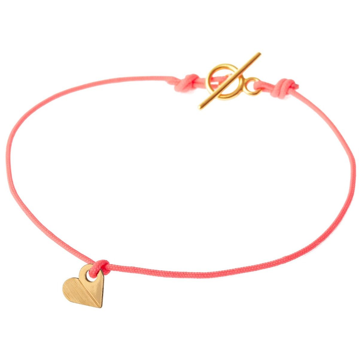 Scherning Heart Forgyldt Sølv Armbånd med Peach Snor