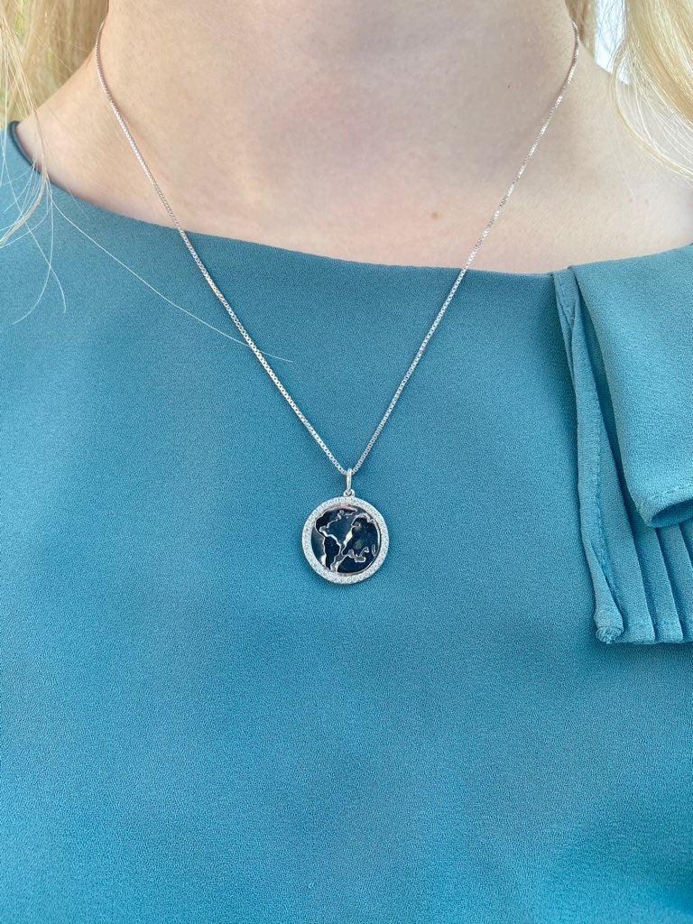 SØLV VERDENSKORT VEDH. M.KÆDE