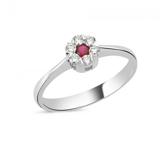 14KT. FLORA COLOR RING M.RUBIN+6X0,03CT