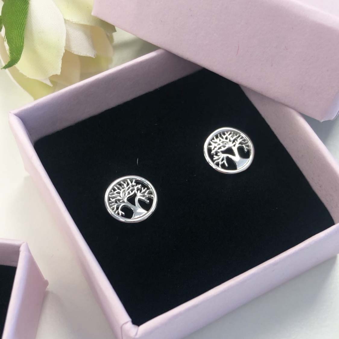 SØLV ØRESTIK LIVETS TRÆ 10MM BLANK