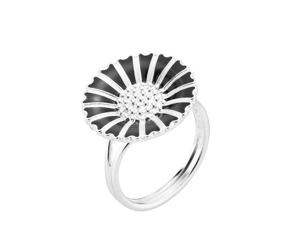 SØLV MARGUERIT RING SORT