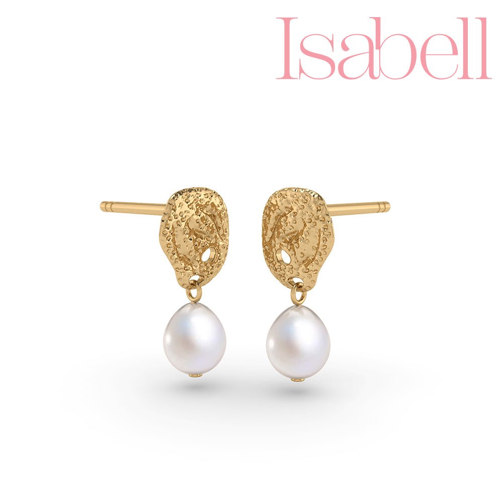 Smykkekæden Isabell Forgyldt Sølv Ørestikker med Ferskvandsperler