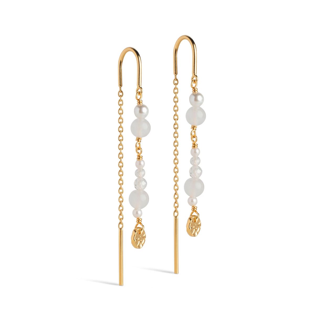 SØLV ØREHÆNGER SOFIA WHITE AND PEARLS 55X8MM