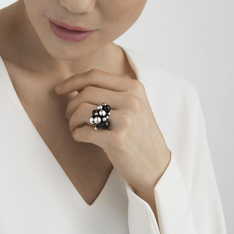GRAPE MEDIUM RING 551H SØLV, OXIDERET, S