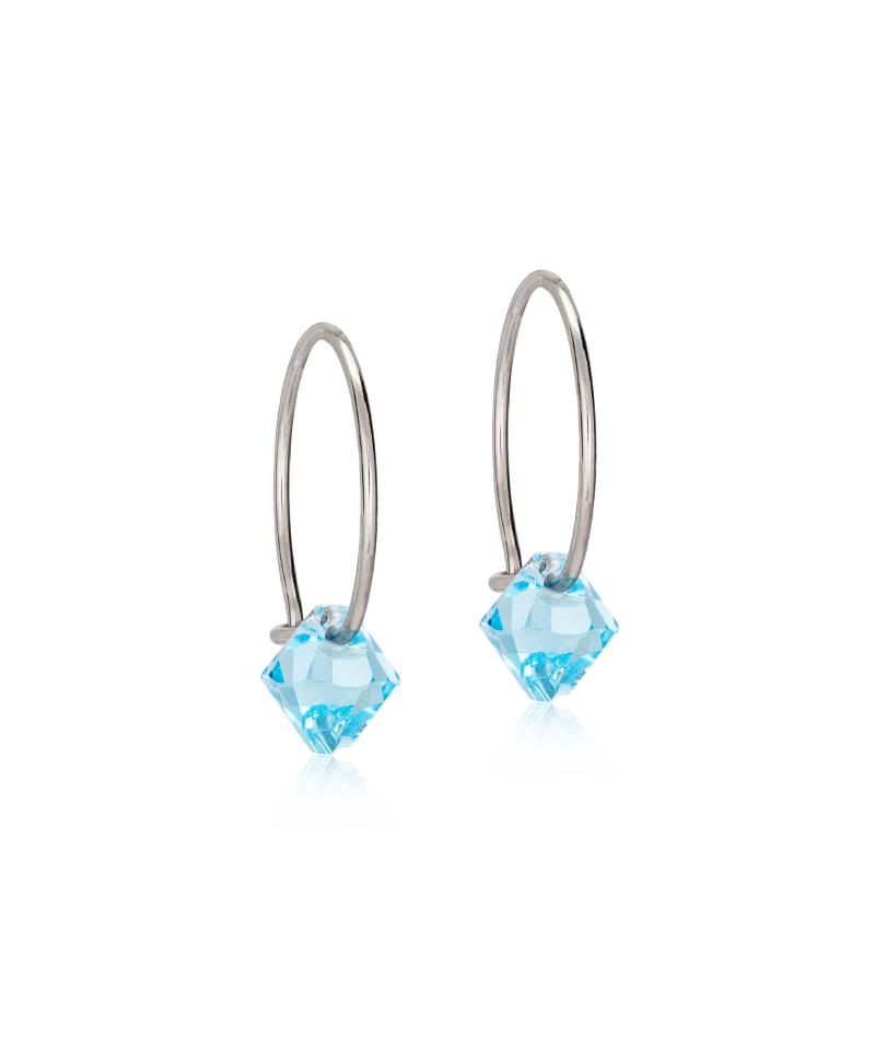NT EAR RING 14 MM, BICONE 6 MM, AQUAMARINE
