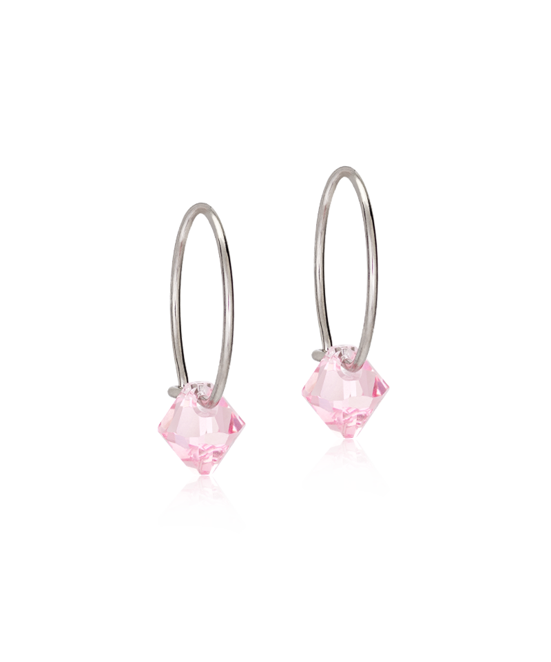 NT EAR RING 14 MM, BICONE 6 MM, LIGHT ROSE