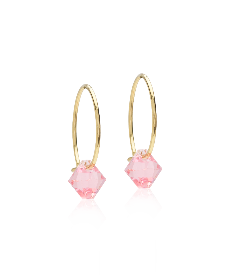 GT EAR RING 14 MM, BICONE 6 MM, LIGHT ROSE
