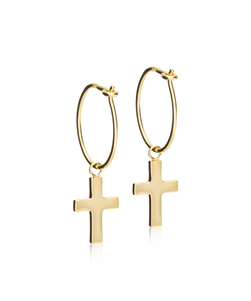 GT EAR RING 14 MM, PENDANT CROSS 11 MM