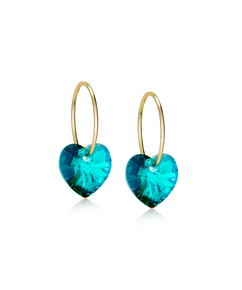 GT EAR RING 14 MM, HEART 10 MM, TURQUOISE