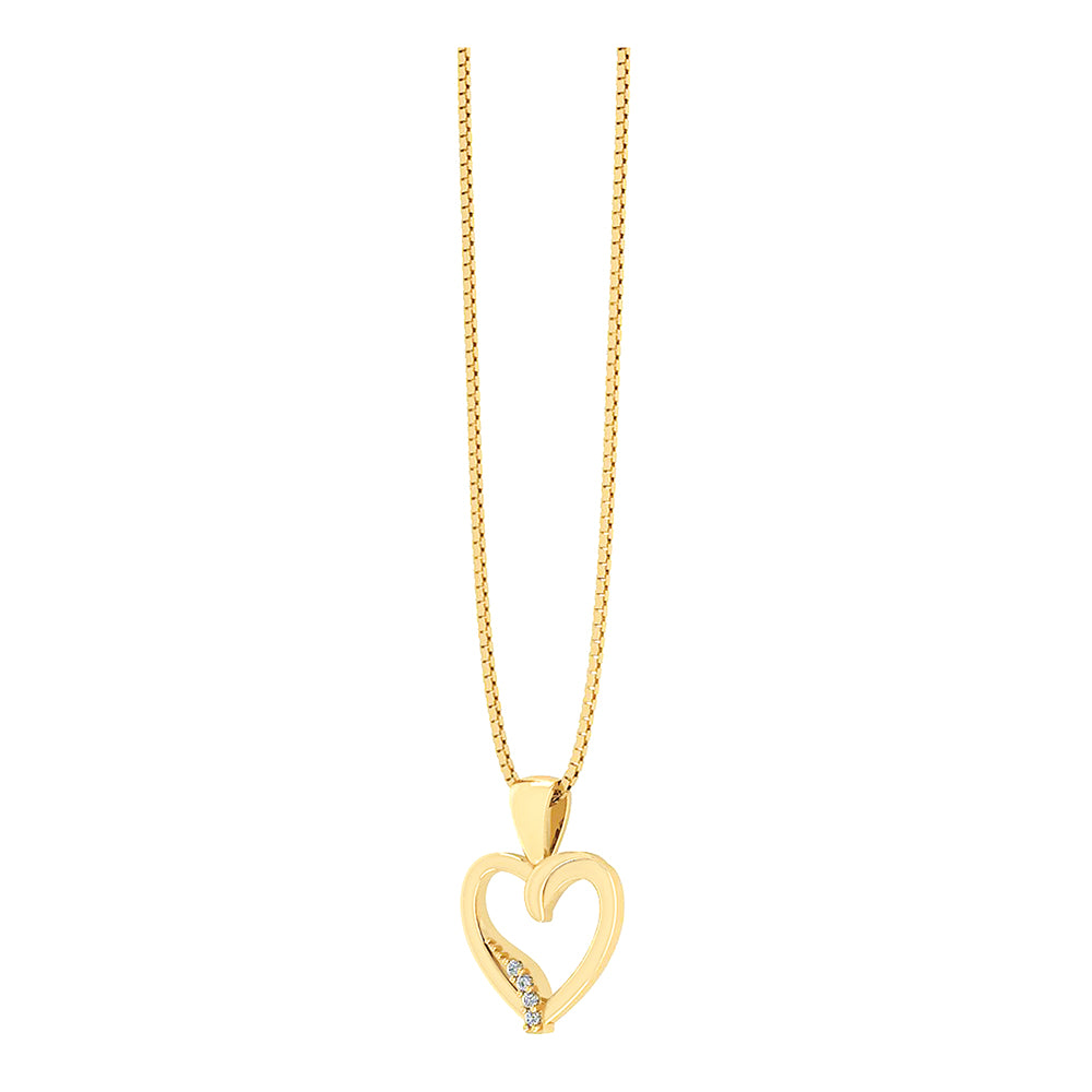 Henrik Ørsnes Design Hjerte Vedhæng i 14 Karat Guld med DIAMANTER 0,02 Carat W/SI