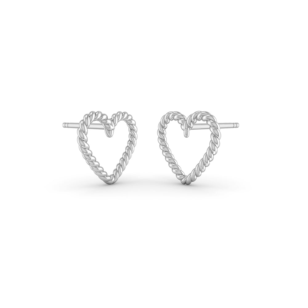 Smykkekæden Hjerte Ørestikker i Forgyldt Sølv