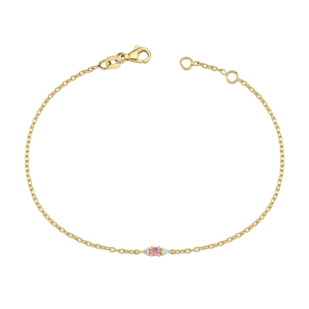 14KT.ARMB PETIT 2X0,02CT+PINK SAFIR