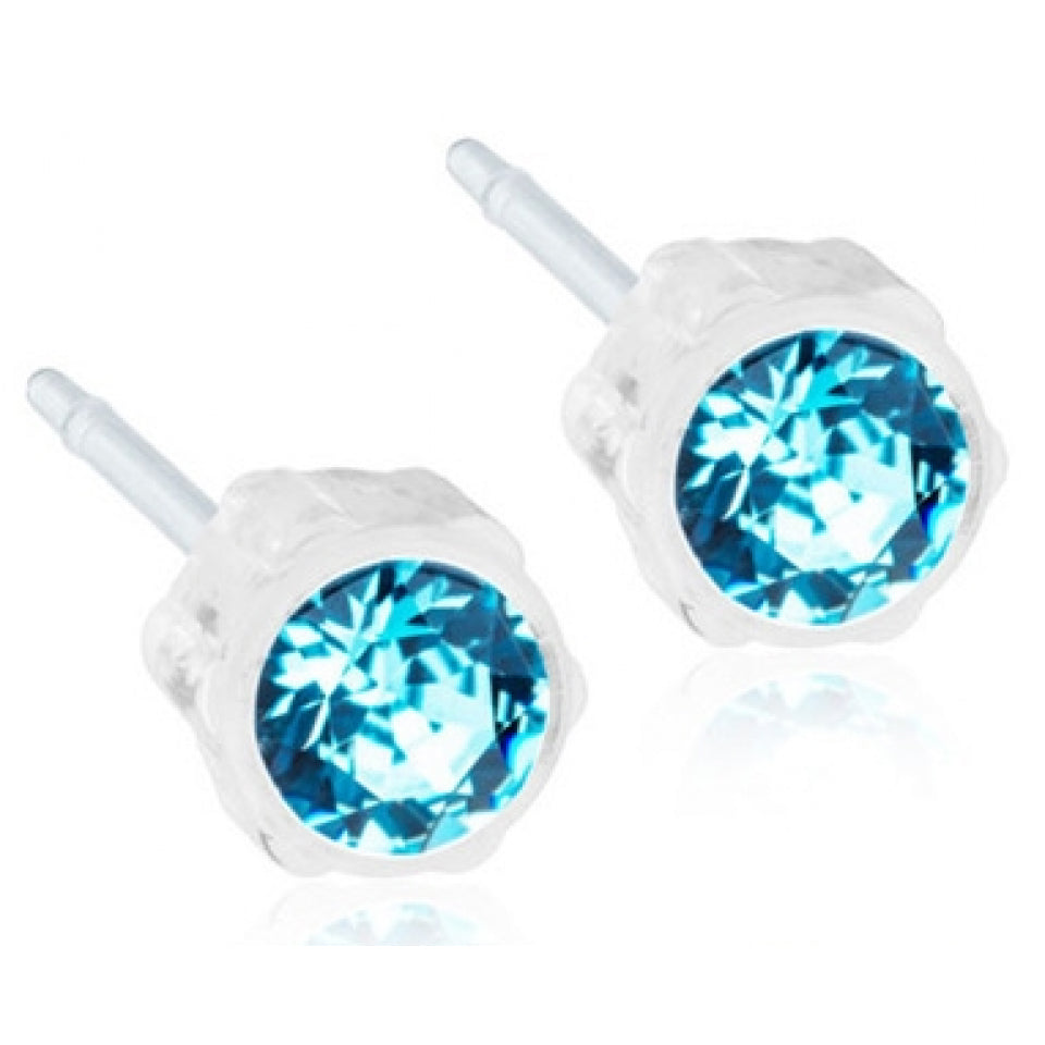 ØRESTIK PLAST M BLÅ STEN