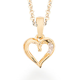 VEDHÆNG HJERTE SYN.ZIR. SØLV FG. M/KÆDE