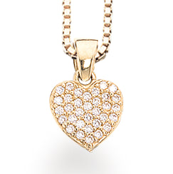 VEDHÆNG HJERTE SYN.ZIR. 8 KT. M. SØLVKÆDE