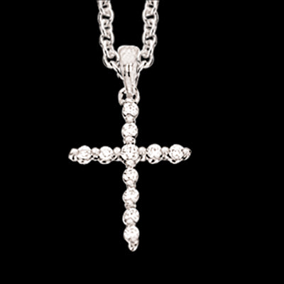 KORS SYN.ZIR. 13 X 10 MM. RH. SØLV M/KÆDE.