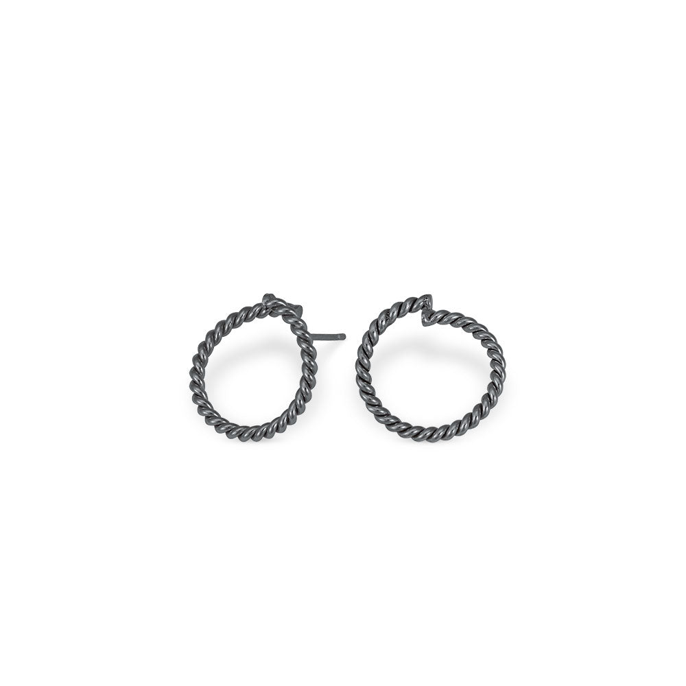 SØLV ØRERING TWISTED 20MM OXYD