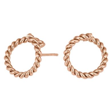 SØLV ØRERING TWISTED 15MM ROSA