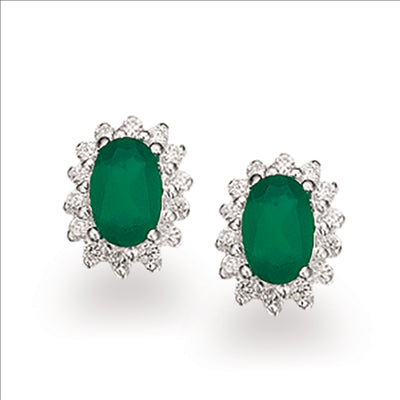 ØREPYNT ROSET GRØN SYN.ZIR./ZIR. SØLV