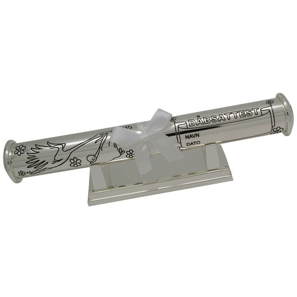 SØLVPLET DÅBSRØR MED FOD