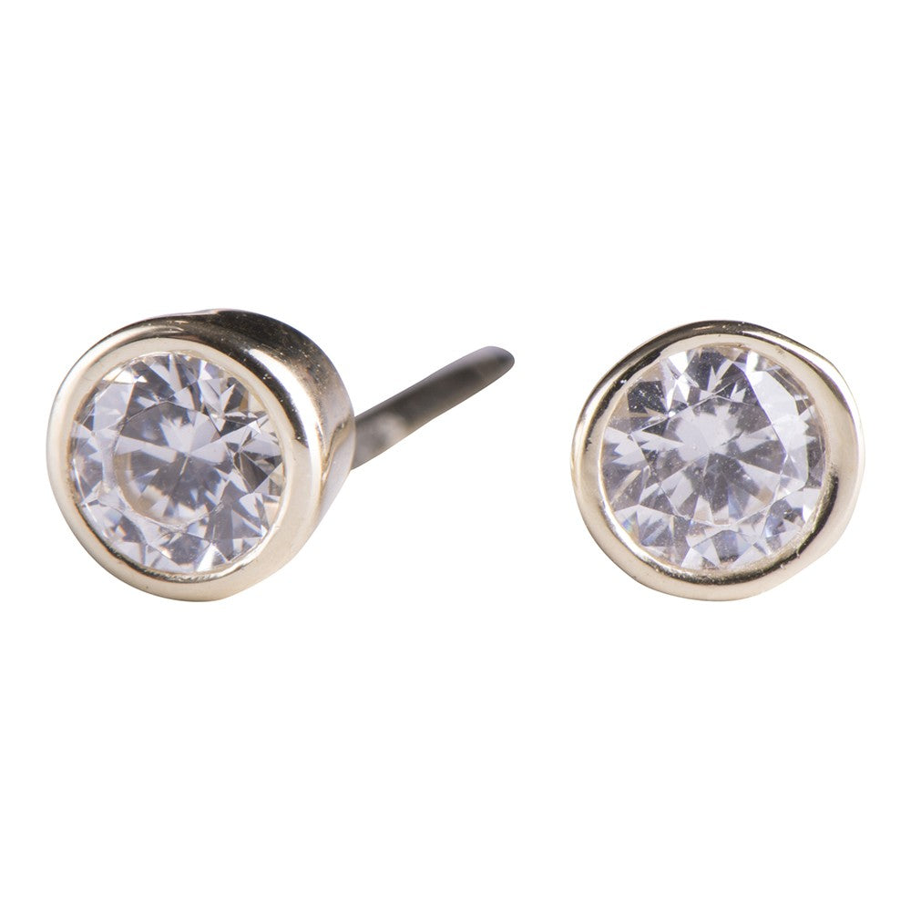 8KT. GULDØRESTIKKER M/CZ I RØRFATNING