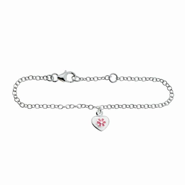NOA Kids Hjerte & Blomst Sølvarmbånd 80690210900