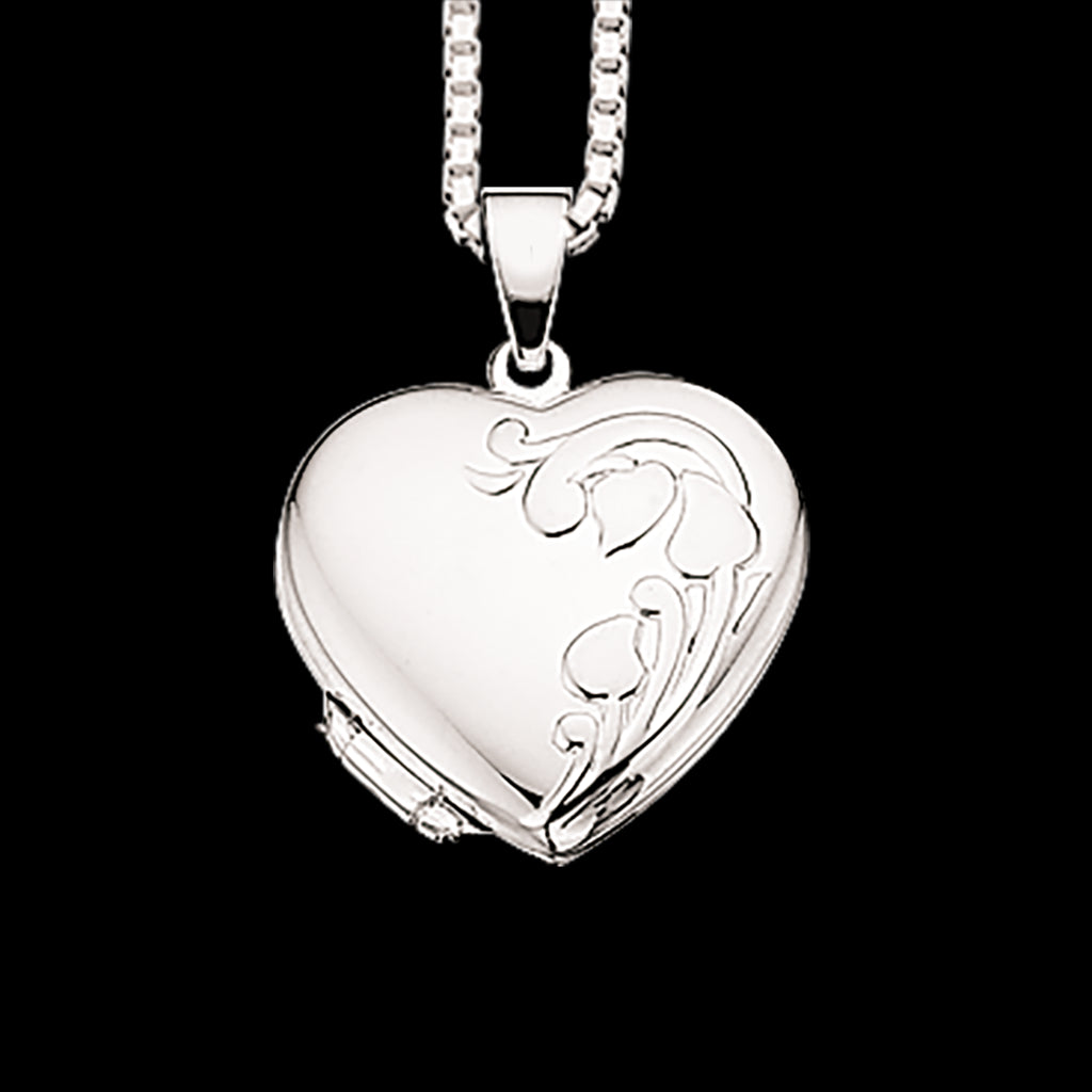 MEDALJON HJERTE 15 X 17 MM. SØLV M/KÆDE.