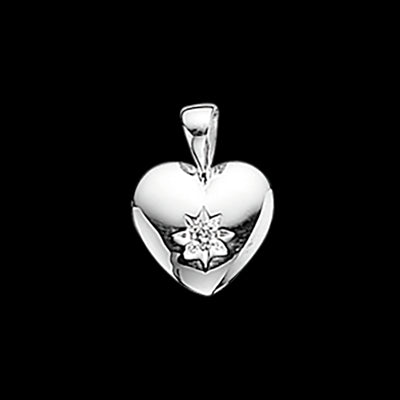 VEDHÆNG HJERTE M/ SYN.ZIR. 13 X 10 MM. SØLV