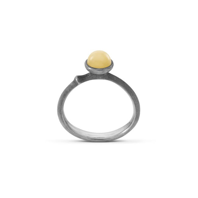 Ole Lynggaard Lotus Tiny Sterling Sølv Ring med Rav