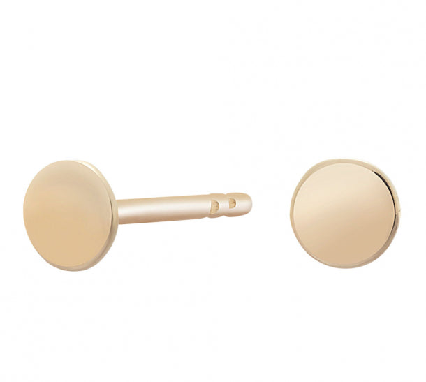 8KT. GULDØRESTIKKER RUND PLADE 4MM