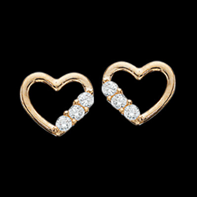 ØREPYNT HJERTE SYN.ZIR. 8 KT.