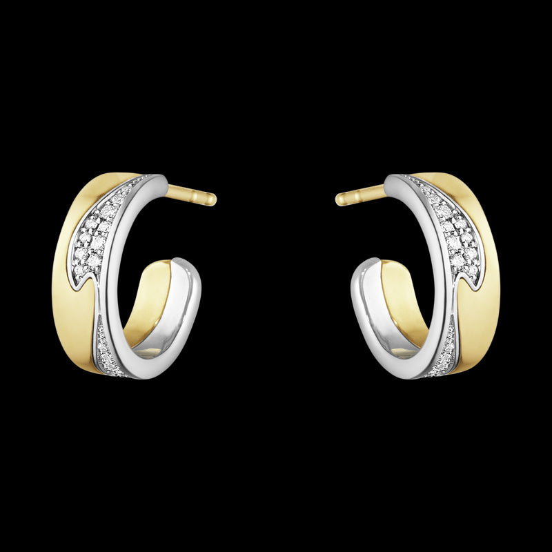 FUSION SMALL EARHOOP 1637A YG WG PAVÉ 0.18 CT