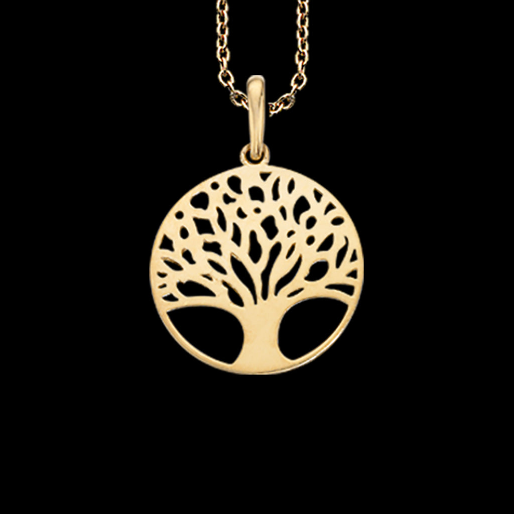 VEDHÆNG LIVETS TRÆ 13 MM. 8 KT. M/ SØLVKÆDE