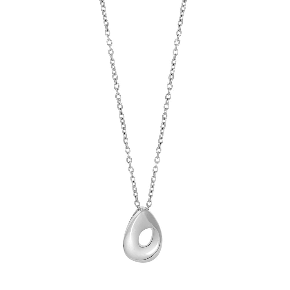 RHOD. SØLVVEDHÆNG ÅBEN DRÅBE INKL. KÆDE