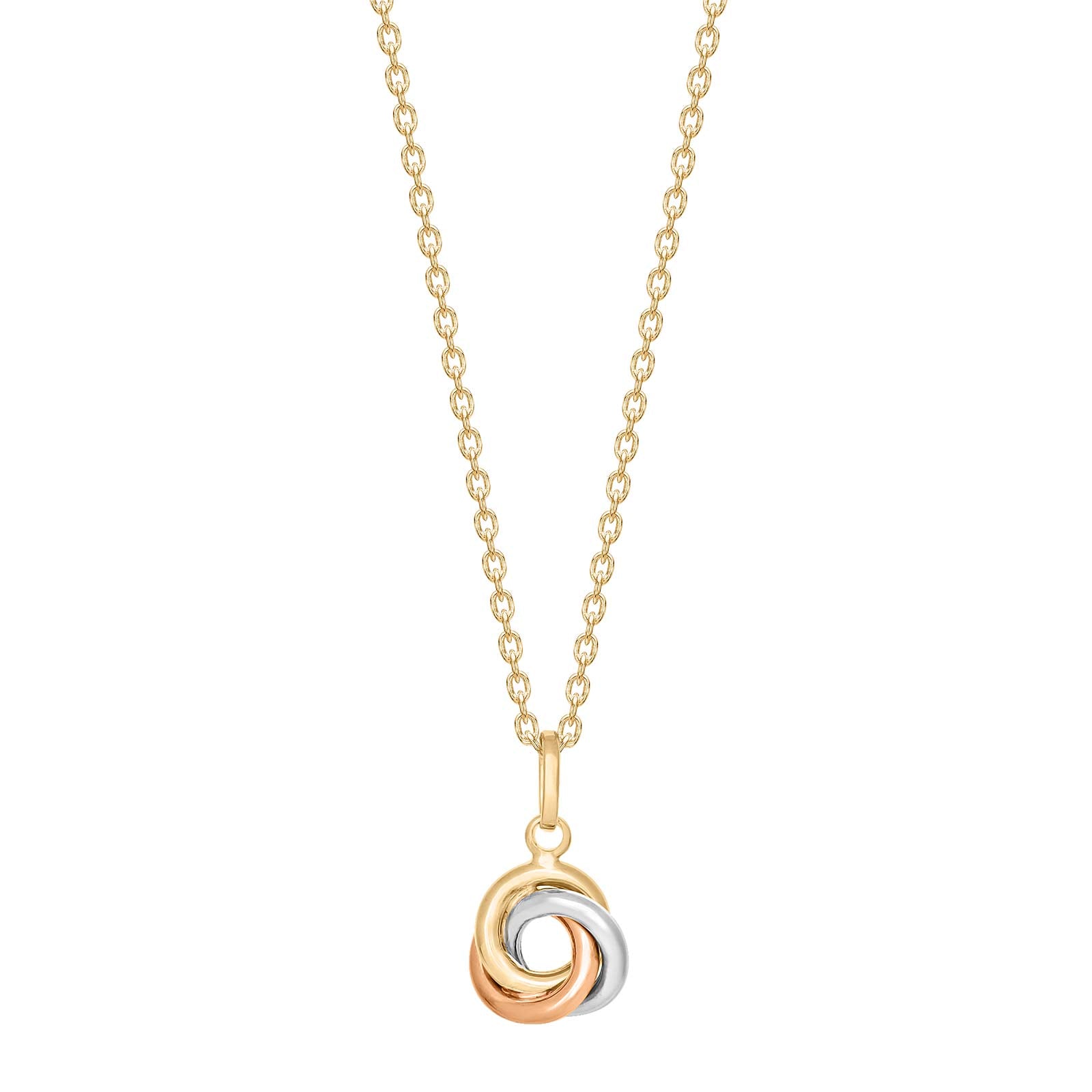 8KT. GULDVEDHÆNG 3-FARVET KNUDE INCL. FORG. KÆDE