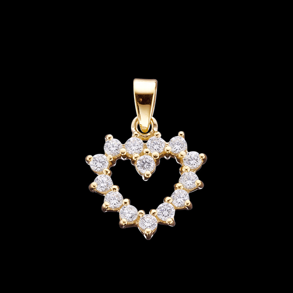 VEDHÆNG HJERTE SYN.ZIR. 8 KT.