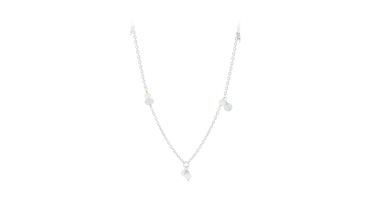 Pernille Corydon Afterglow Sea Sterling Sølv Halskæde med Blå Agat Og Ferskvandsperler